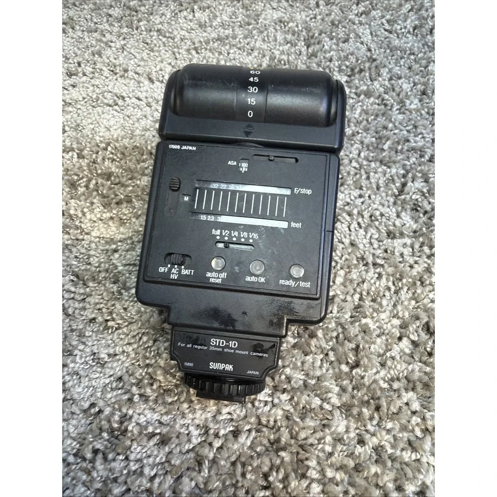 Sunpak Auto 30DX Flash w MX-2D Minolta Adapter Vintage Camera Flash Untested